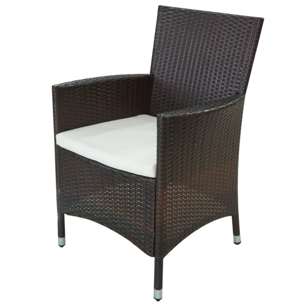 Set da Pranzo da Giardino 11 pz e Cuscini in Polyrattan Marrone - homemem39