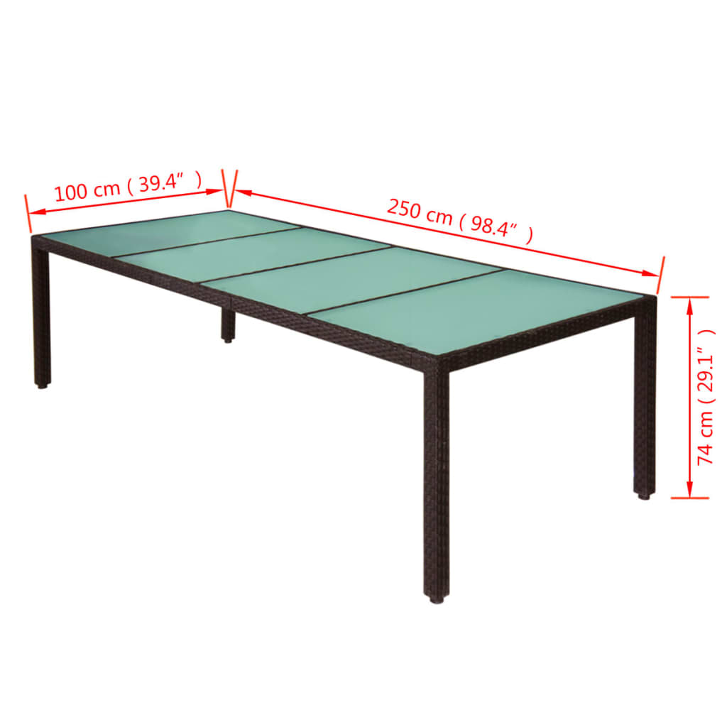 Set da Pranzo da Giardino 11 pz e Cuscini in Polyrattan Marrone - homemem39