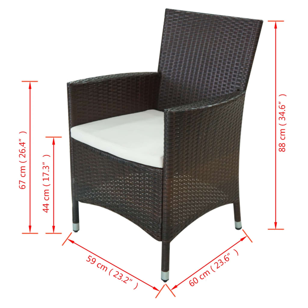 Set da Pranzo da Giardino 11 pz e Cuscini in Polyrattan Marrone - homemem39