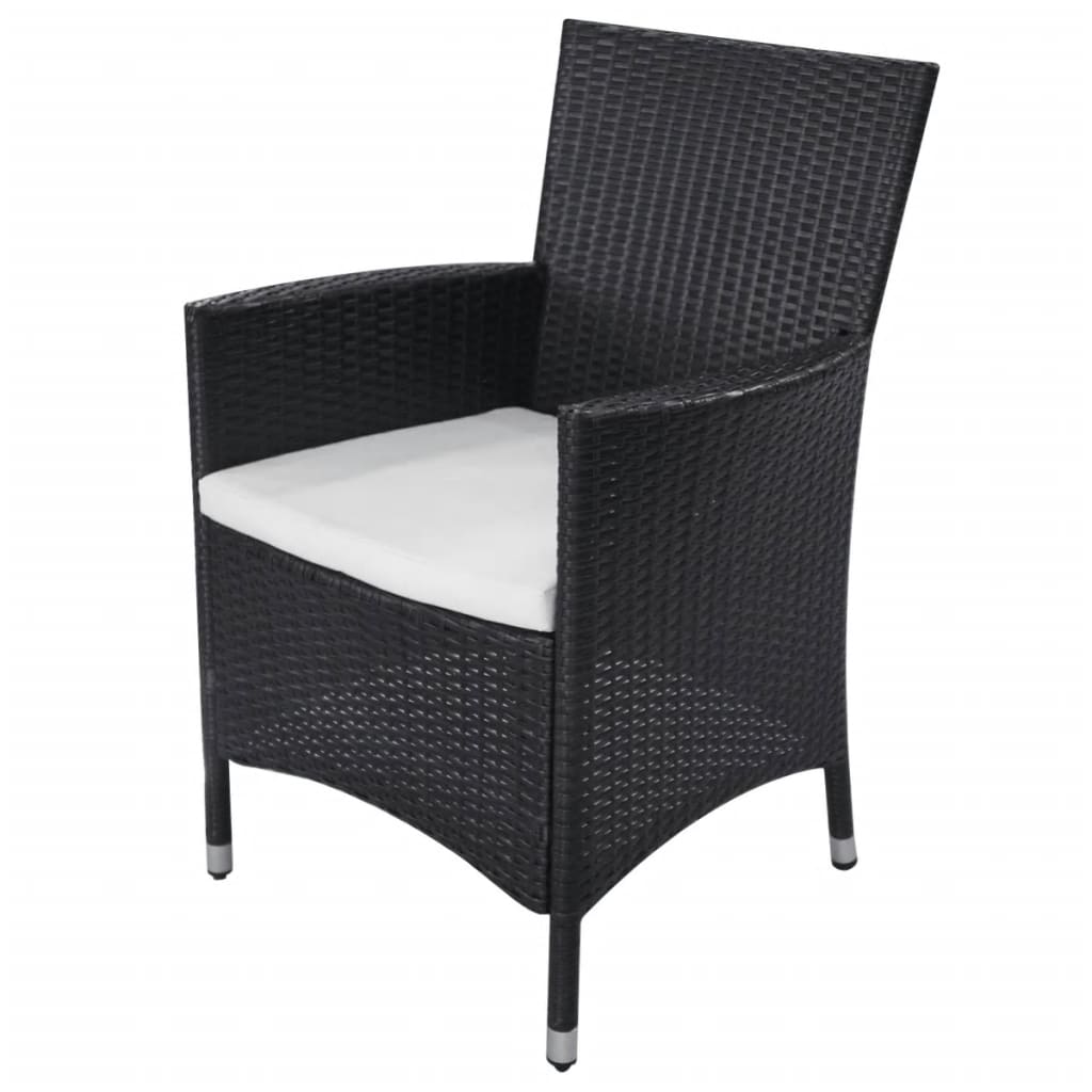 Set da Pranzo da Giardino 11 pz con Cuscini in Polyrattan Nero - homemem39