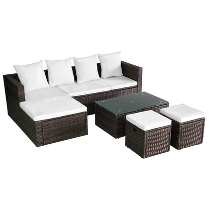 Set Divani da Giardino 4 pz con Cuscini in Polyrattan Marrone - homemem39