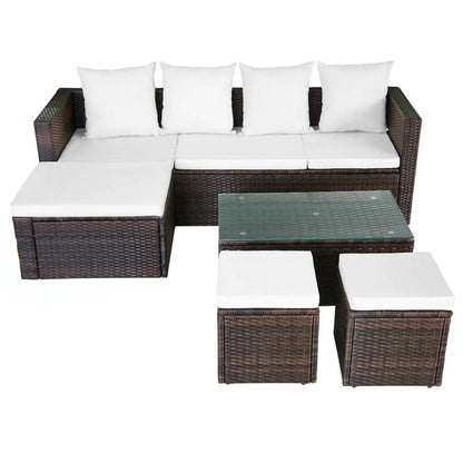 Set Divani da Giardino 4 pz con Cuscini in Polyrattan Marrone - homemem39