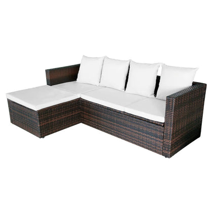 Set Divani da Giardino 4 pz con Cuscini in Polyrattan Marrone - homemem39