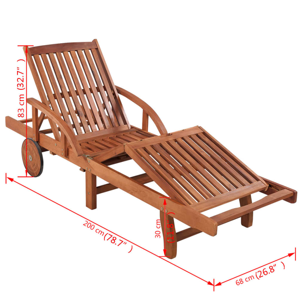 Sedia a Sdraio con Cuscino in Legno Massello di Acacia - homemem39