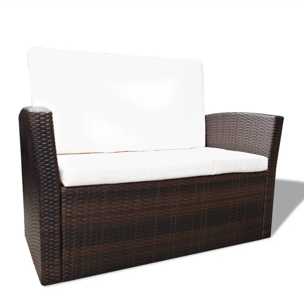 Set Divani da Giardino 4 pz con Cuscini in Polyrattan Marrone - homemem39