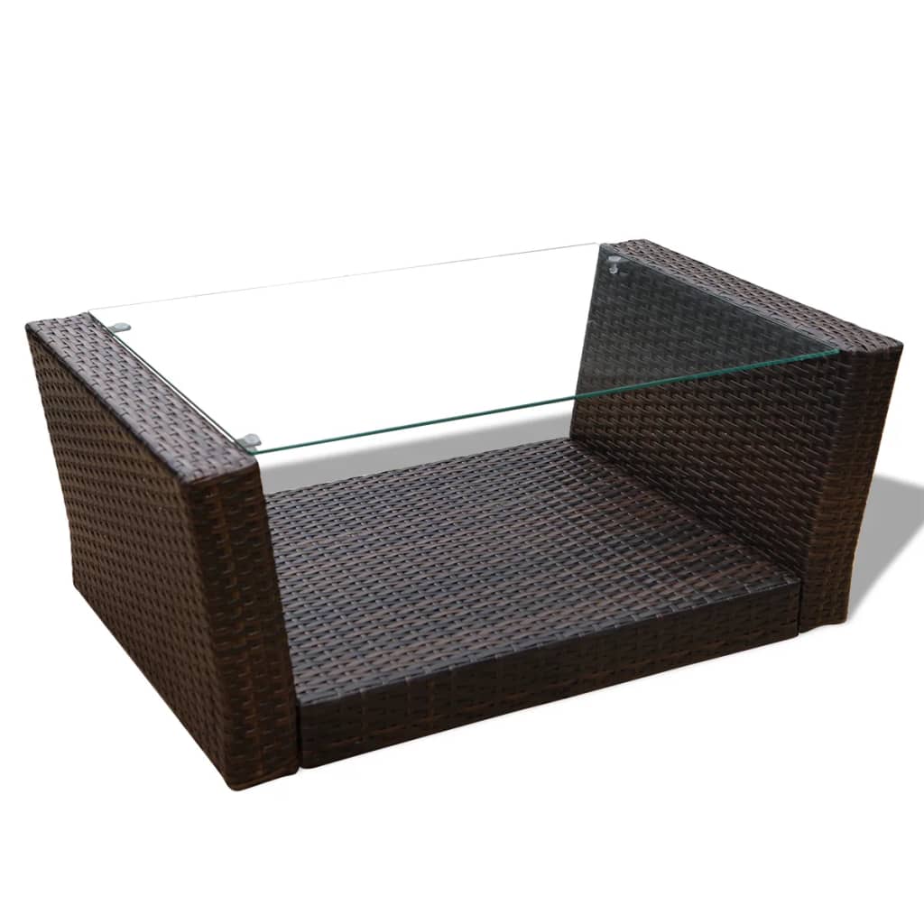 Set Divani da Giardino 4 pz con Cuscini in Polyrattan Marrone - homemem39