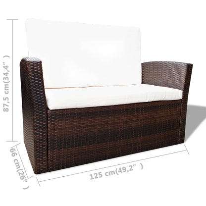 Set Divani da Giardino 4 pz con Cuscini in Polyrattan Marrone - homemem39