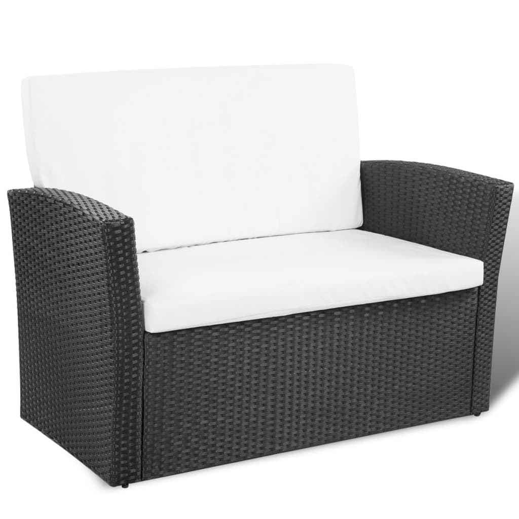 Set Divani da Giardino 4 pz con Cuscini in Polyrattan Nero - homemem39