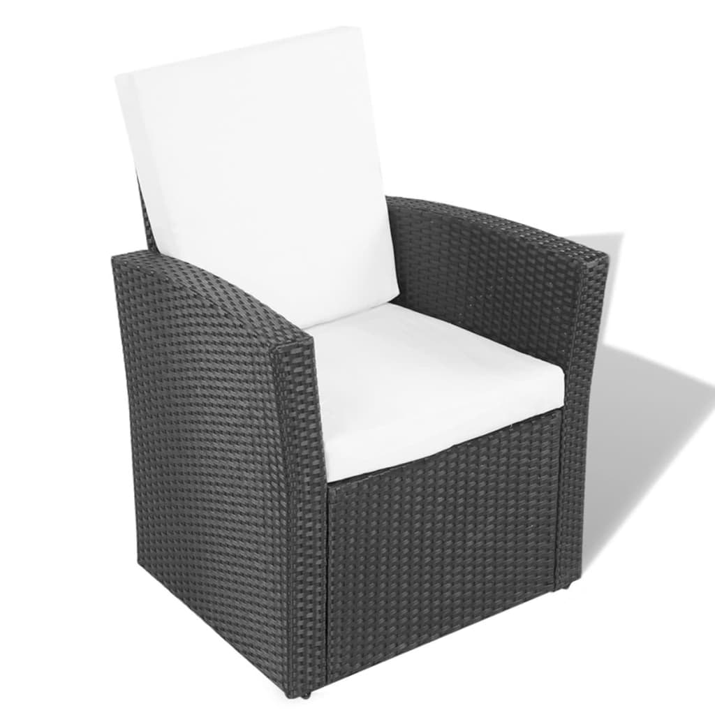 Set Divani da Giardino 4 pz con Cuscini in Polyrattan Nero - homemem39