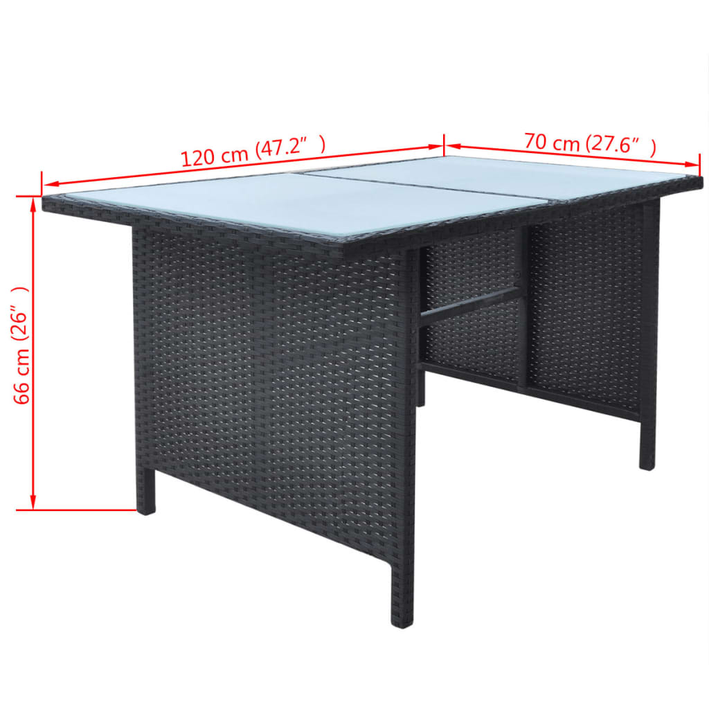 Set da Pranzo da Giardino 6 pz con Cuscini in Polyrattan Nero - homemem39