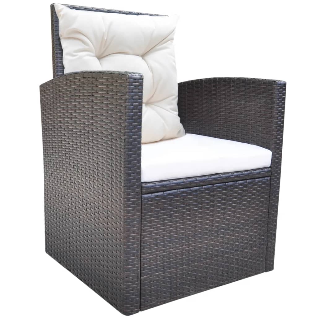 Set da Pranzo da Giardino 6 pz con Cuscini Polyrattan Marrone - homemem39