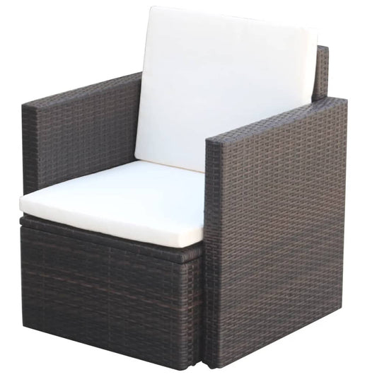 Sedia da Giardino con Cuscini in Polyrattan Marrone - homemem39