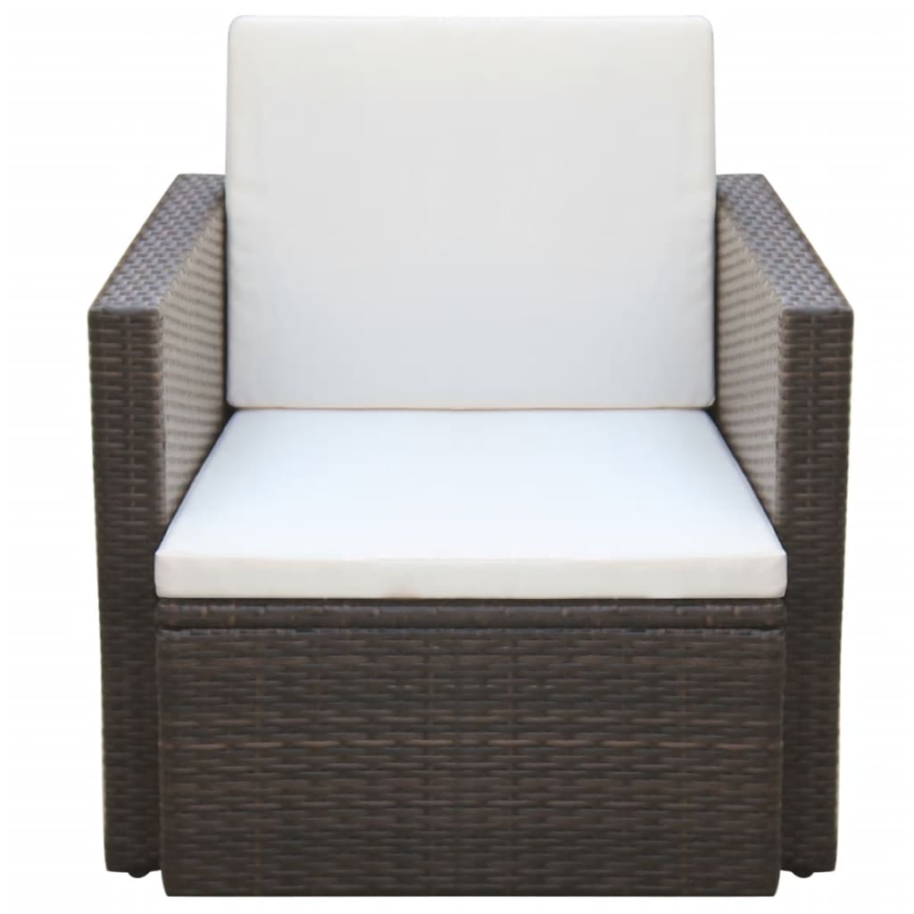 Sedia da Giardino con Cuscini in Polyrattan Marrone - homemem39