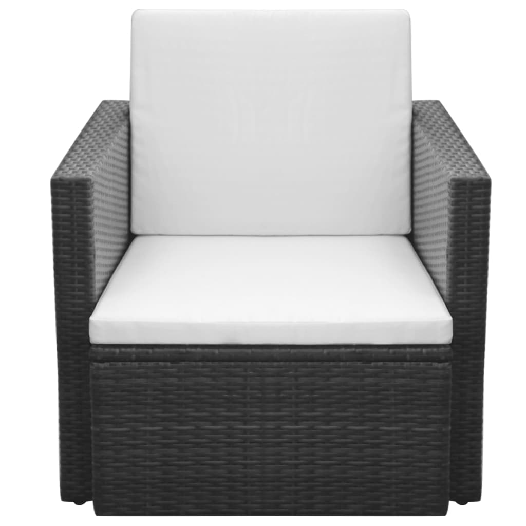 Sedia da Giardino con Cuscini in Polyrattan Nero - homemem39