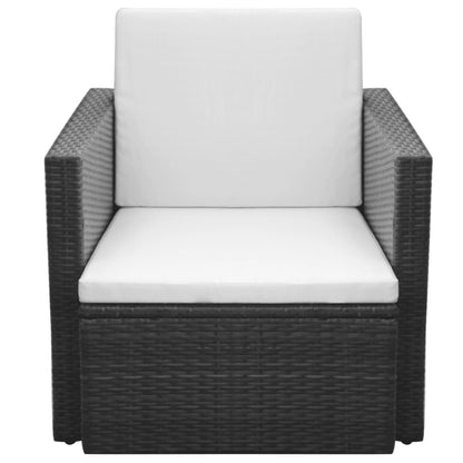 Sedia da Giardino con Cuscini in Polyrattan Nero - homemem39