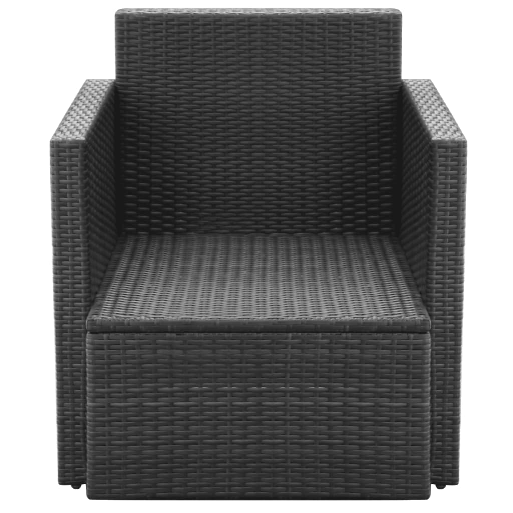 Sedia da Giardino con Cuscini in Polyrattan Nero - homemem39