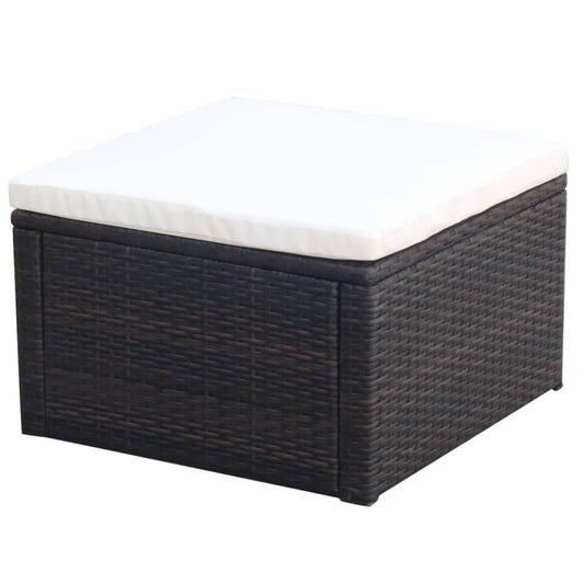 Poggiapiedi Ottomana in Polyrattan 53x53x30 cm Marrone - homemem39