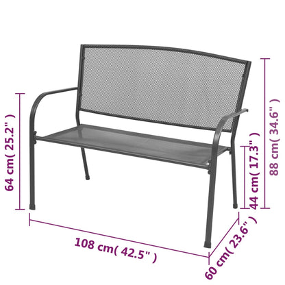 Panchina da Giardino 108 cm Acciaio e Rete Antracite - homemem39