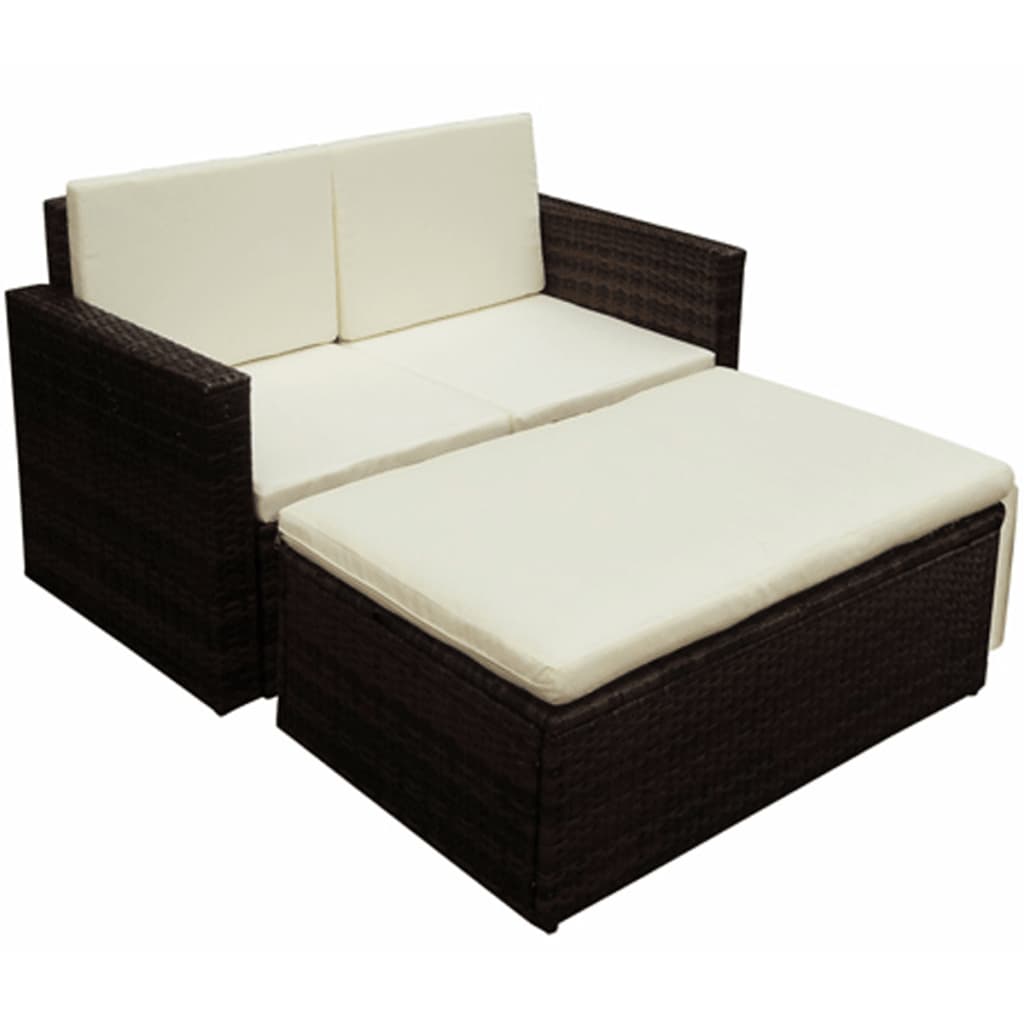 Set Divani da Giardino 2 pz con Cuscini in Polyrattan Marrone - homemem39