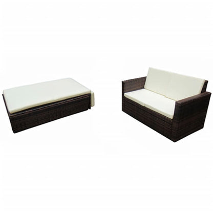 Set Divani da Giardino 2 pz con Cuscini in Polyrattan Marrone - homemem39