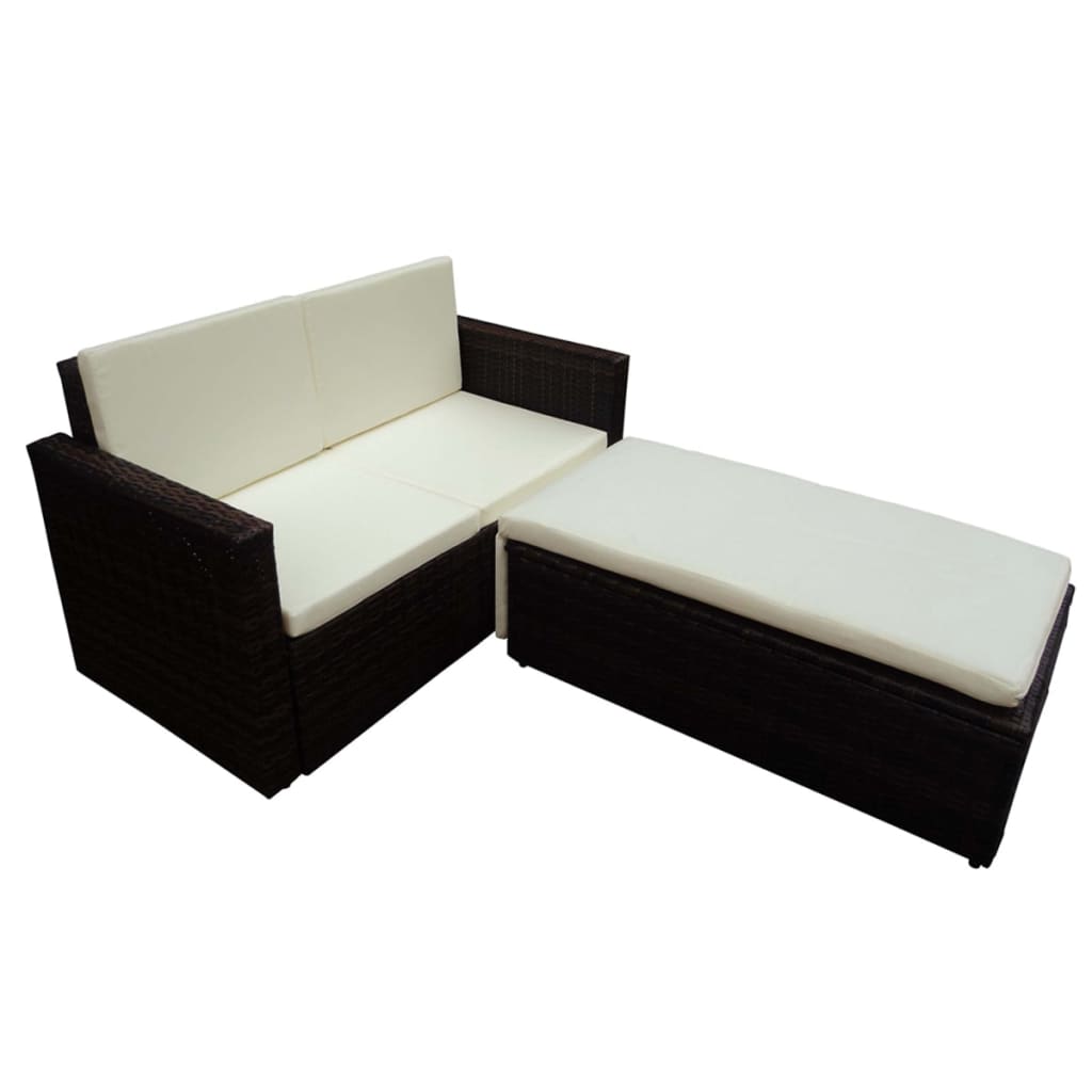 Set Divani da Giardino 2 pz con Cuscini in Polyrattan Marrone - homemem39