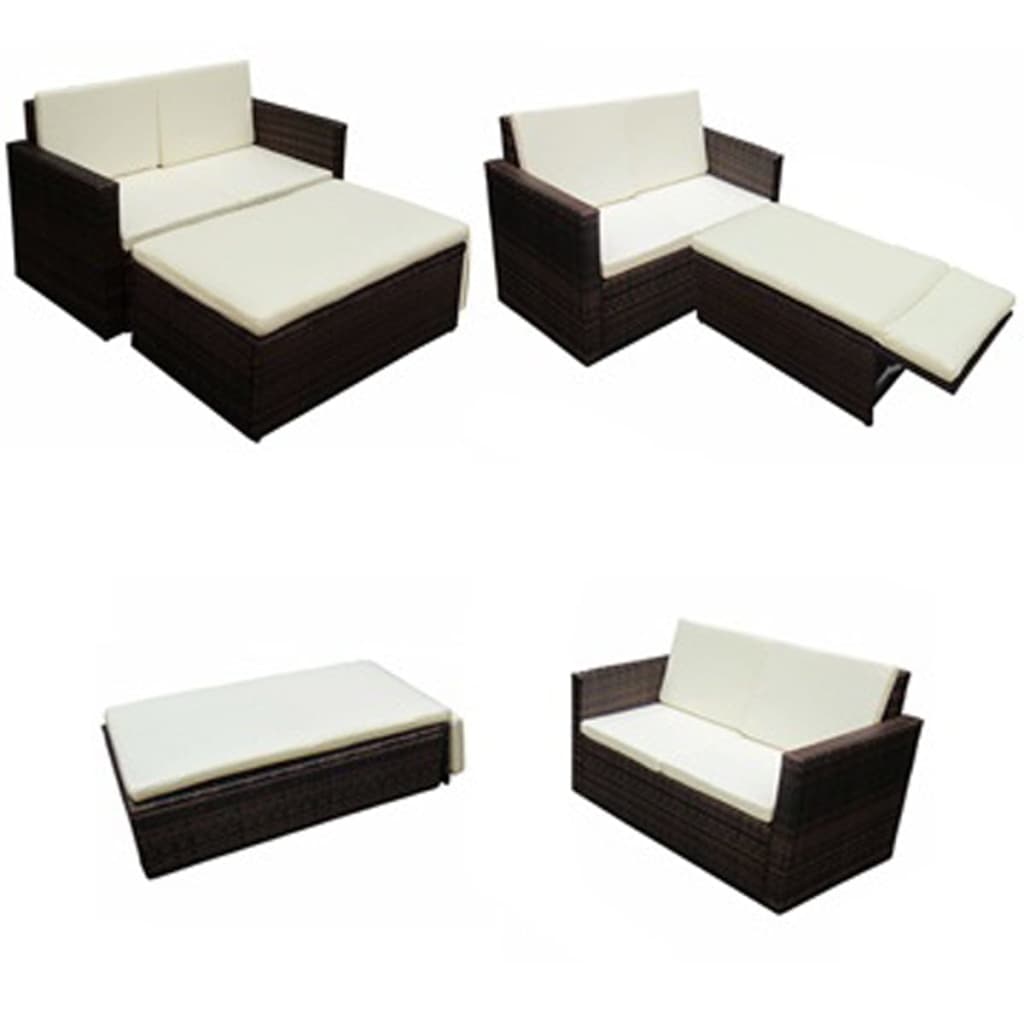 Set Divani da Giardino 2 pz con Cuscini in Polyrattan Marrone - homemem39