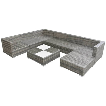 Set Divani da Giardino 8 pz con Cuscini in Polyrattan Grigio - homemem39