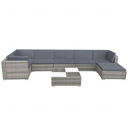 Set Divani da Giardino 8 pz con Cuscini in Polyrattan Grigio - homemem39