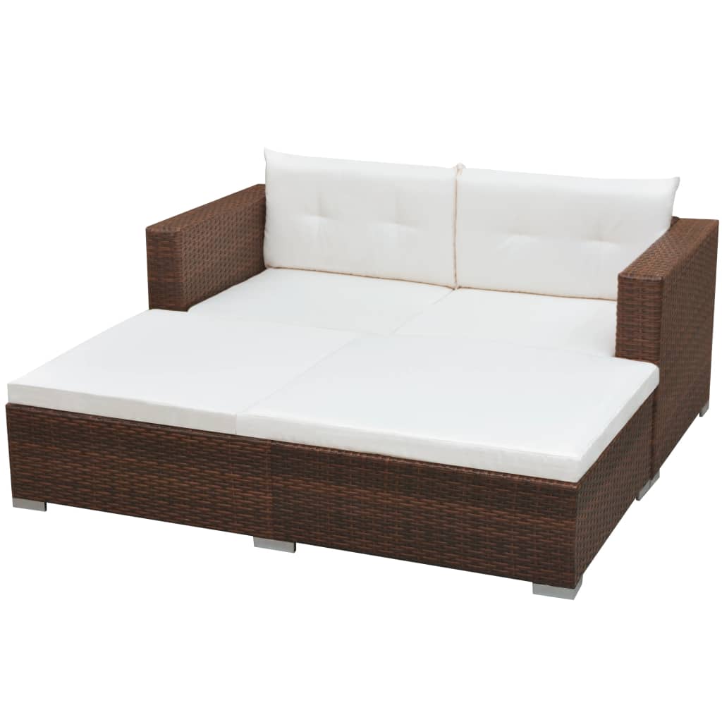 Set Divani da Giardino 3 pz con Cuscini in Polyrattan Marrone - homemem39