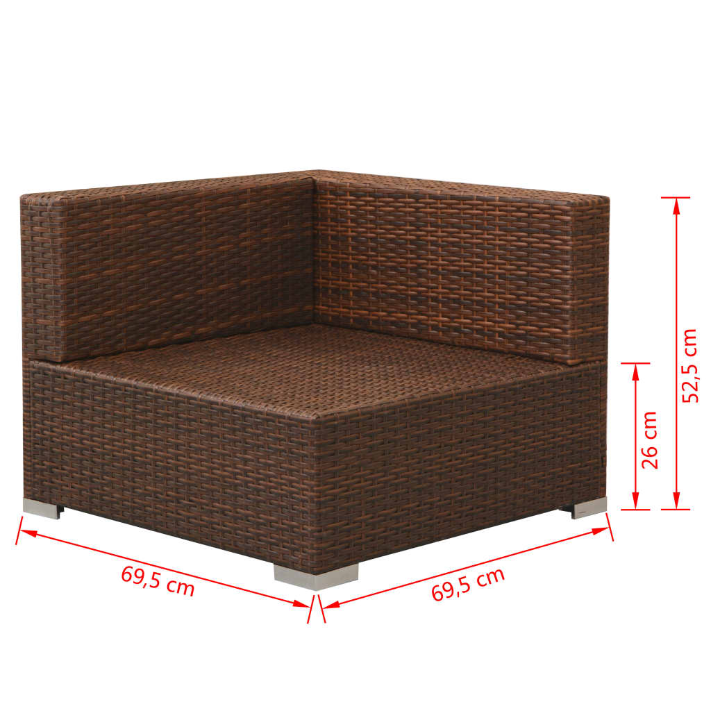 Set Divani da Giardino 3 pz con Cuscini in Polyrattan Marrone - homemem39