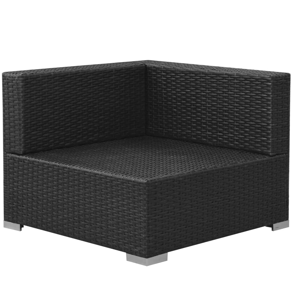 Set Divani da Giardino 3 pz con Cuscini in Polyrattan Nero - homemem39