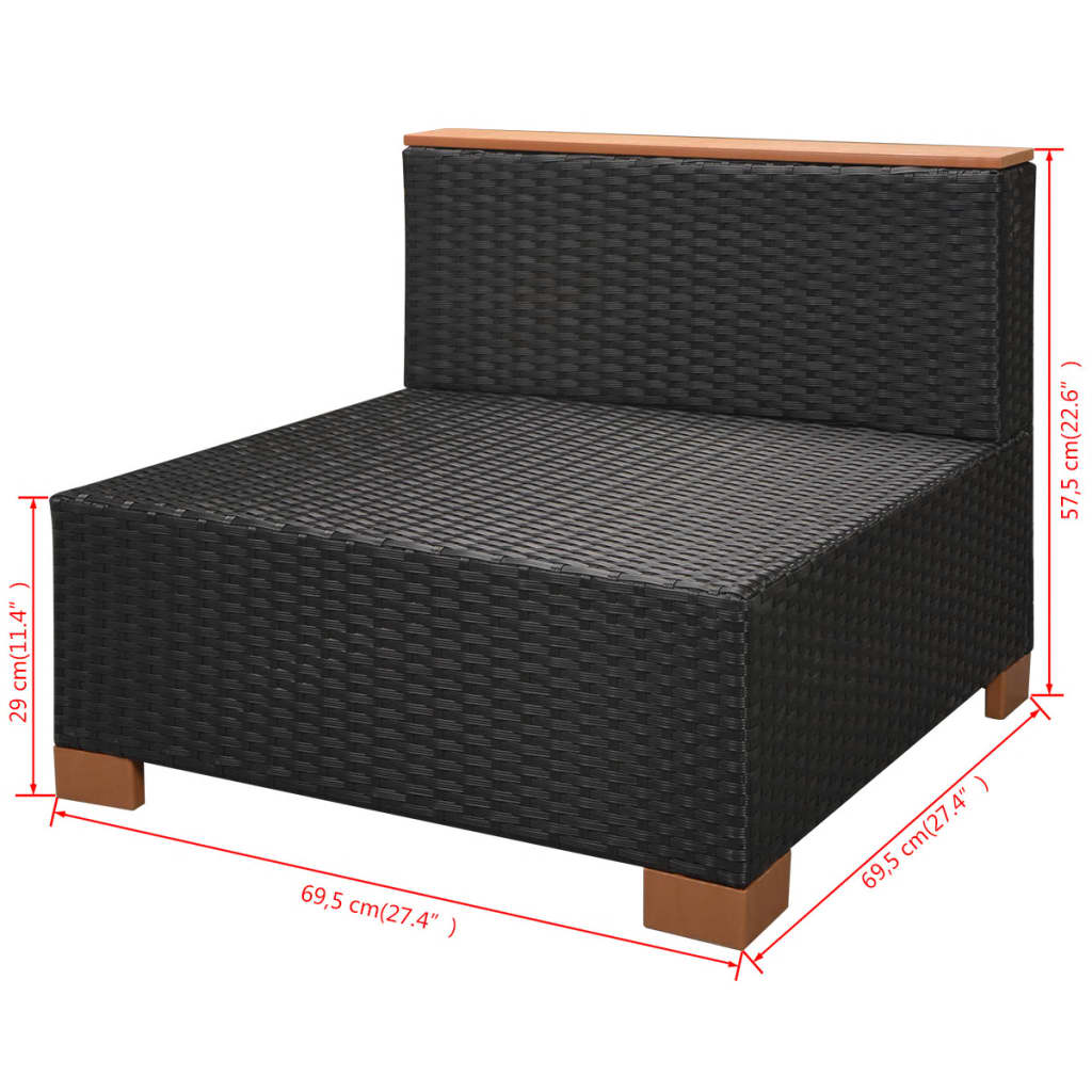 Set Divani da Giardino 10 pz con Cuscini in Polyrattan Nero - homemem39