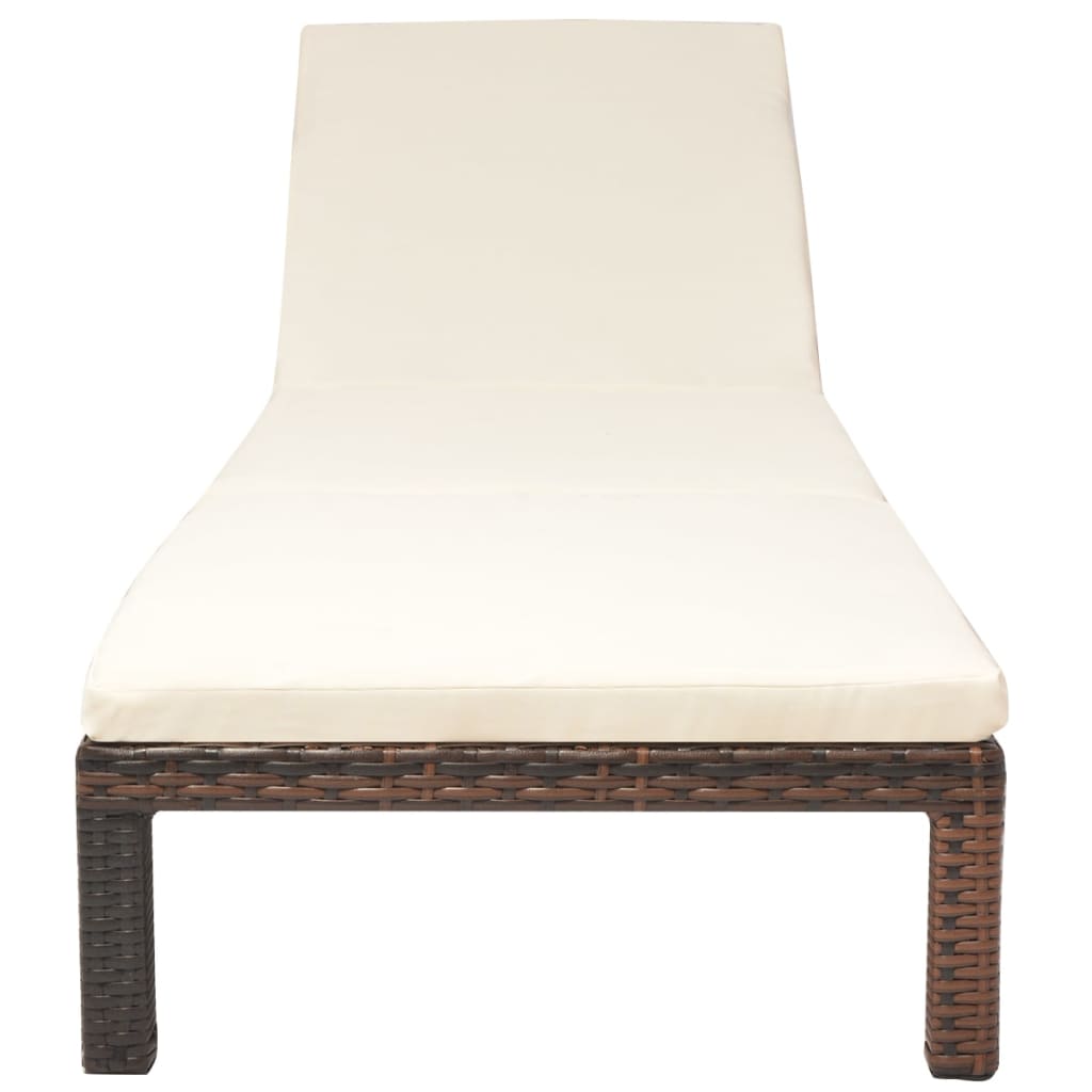 Lettino Prendisole con Cuscino in Polyrattan Marrone - homemem39