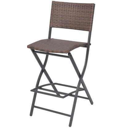 Set da Giardino 5 pz Pieghevole in Acciaio e Polyrattan Marrone - homemem39