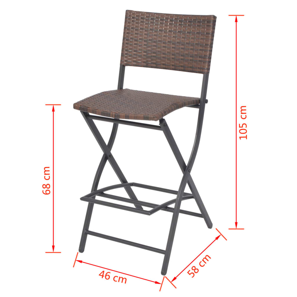 Set da Giardino 5 pz Pieghevole in Acciaio e Polyrattan Marrone - homemem39