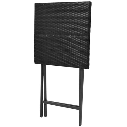 Set da Giardino 5 pz Pieghevole in Acciaio e Polyrattan Nero - homemem39