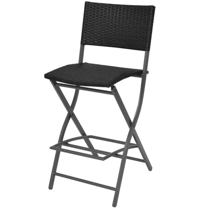 Set da Giardino 5 pz Pieghevole in Acciaio e Polyrattan Nero - homemem39