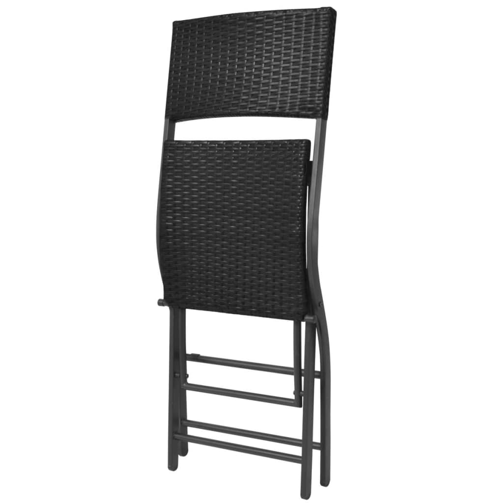 Set da Giardino 5 pz Pieghevole in Acciaio e Polyrattan Nero - homemem39