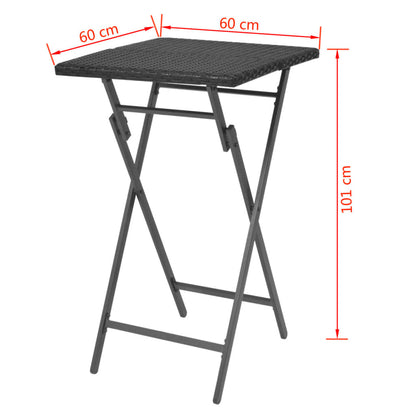 Set da Giardino 5 pz Pieghevole in Acciaio e Polyrattan Nero - homemem39