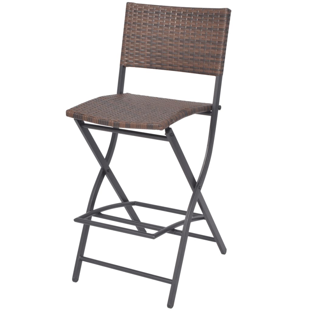 Set da Giardino 7 pz Pieghevole in Acciaio e Polyrattan Marrone - homemem39