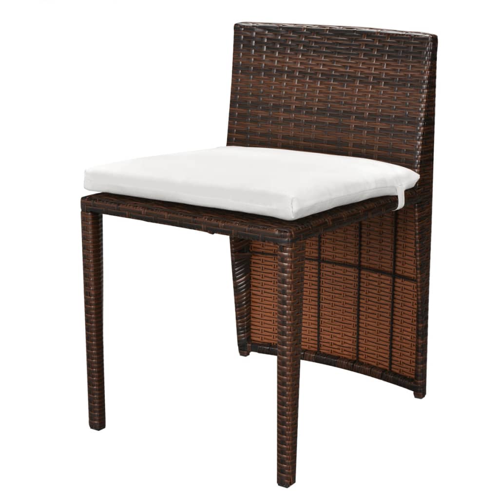 Set da Bistrot 3 pz con Cuscini in Polyrattan Marrone - homemem39