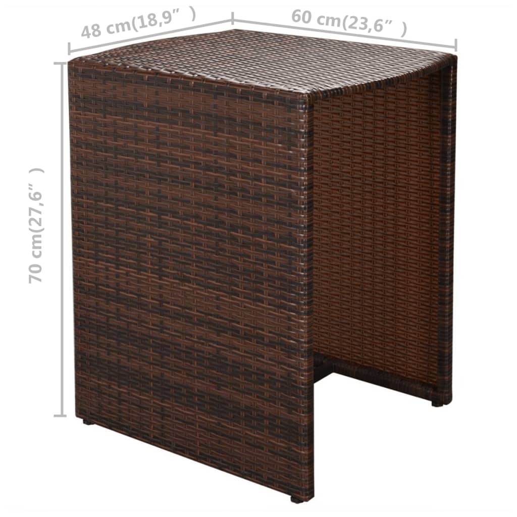 Set da Bistrot 3 pz con Cuscini in Polyrattan Marrone - homemem39