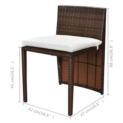 Set da Bistrot 3 pz con Cuscini in Polyrattan Marrone - homemem39