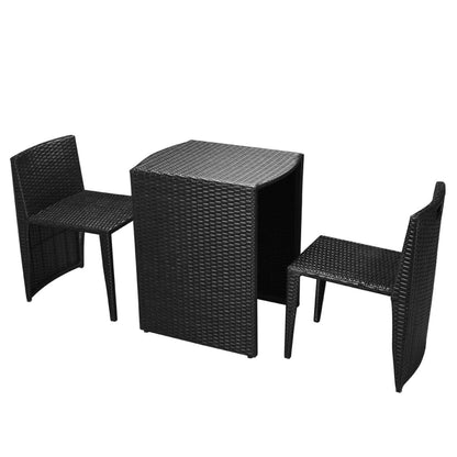 Set da Bistrot 3 pz con Cuscini in Polyrattan Nero - homemem39