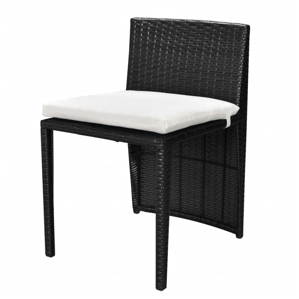 Set da Bistrot 3 pz con Cuscini in Polyrattan Nero - homemem39