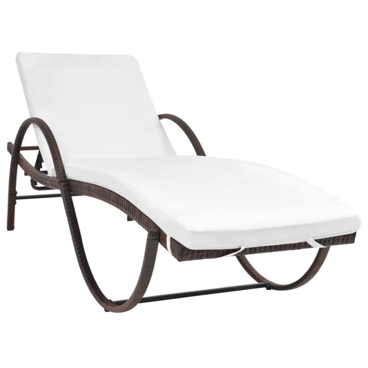 Lettino Prendisole con Cuscino in Polyrattan Marrone - homemem39