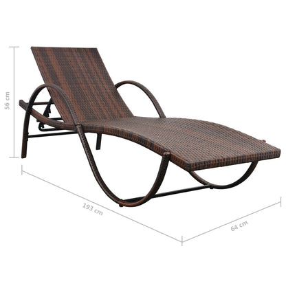 Lettino Prendisole con Cuscino in Polyrattan Marrone - homemem39