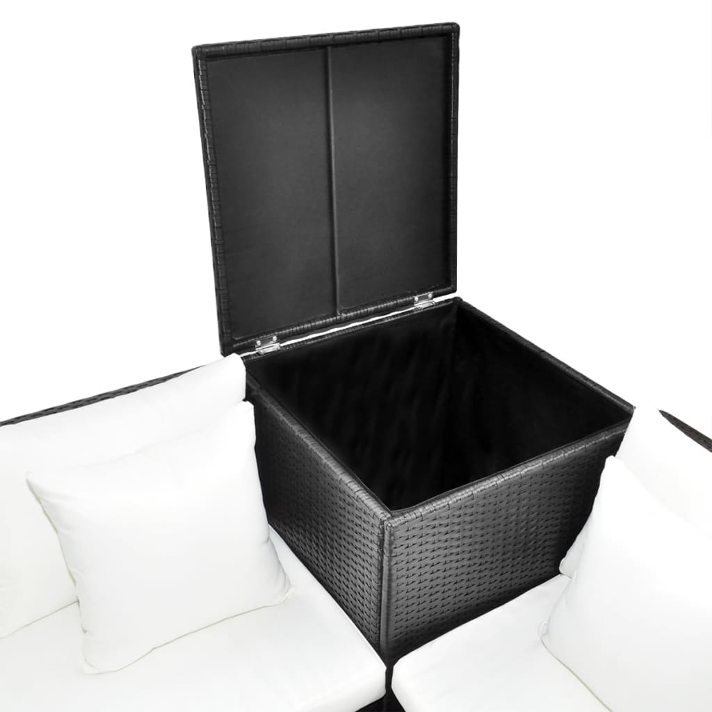 Set Divani da Giardino 4 pz con Cuscini in Polyrattan Nero - homemem39