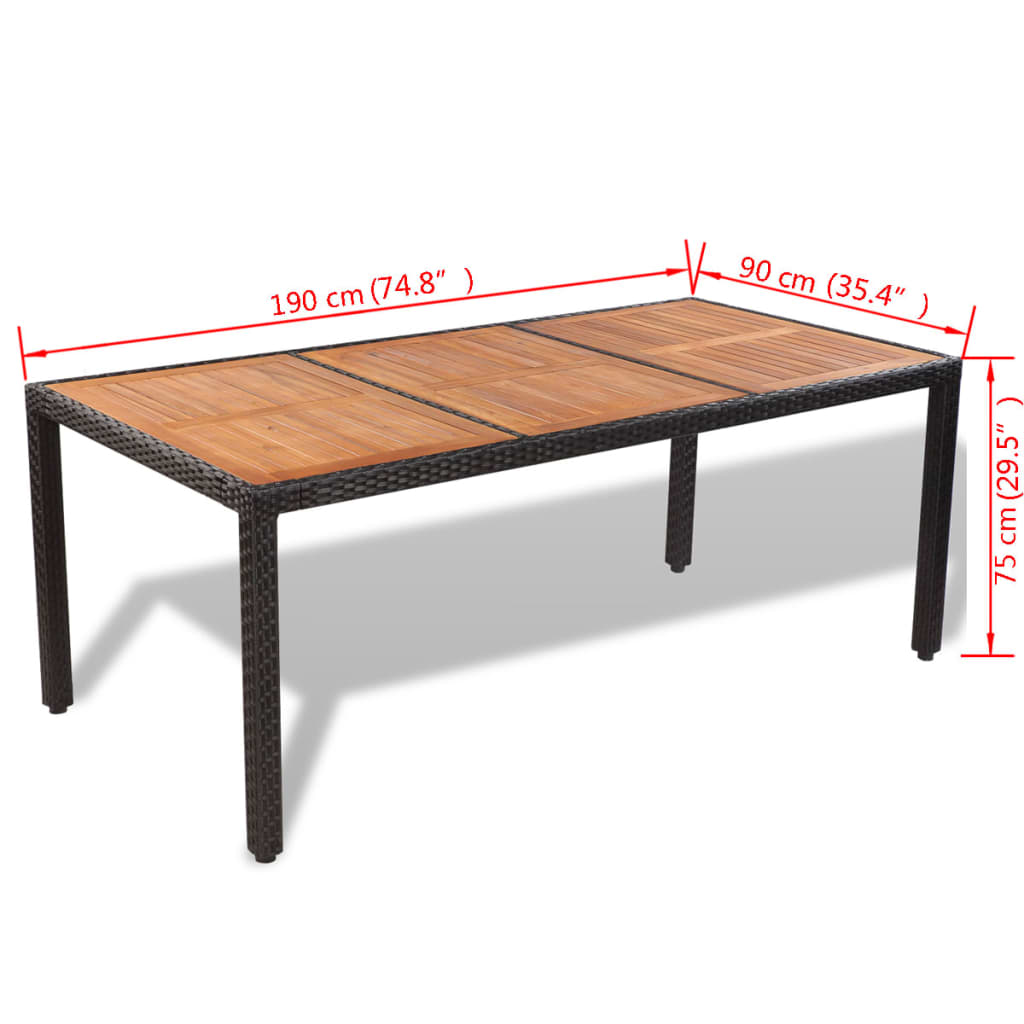 Set da Pranzo da Giardino 9 pz con Cuscini in Polyrattan - homemem39