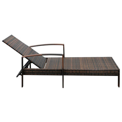 Lettino Prendisole con Cuscino in Polyrattan Marrone - homemem39